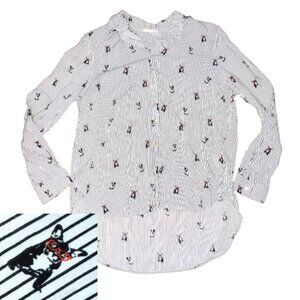 Jane & Delancey French Bulldog Print Button-Down Shirt